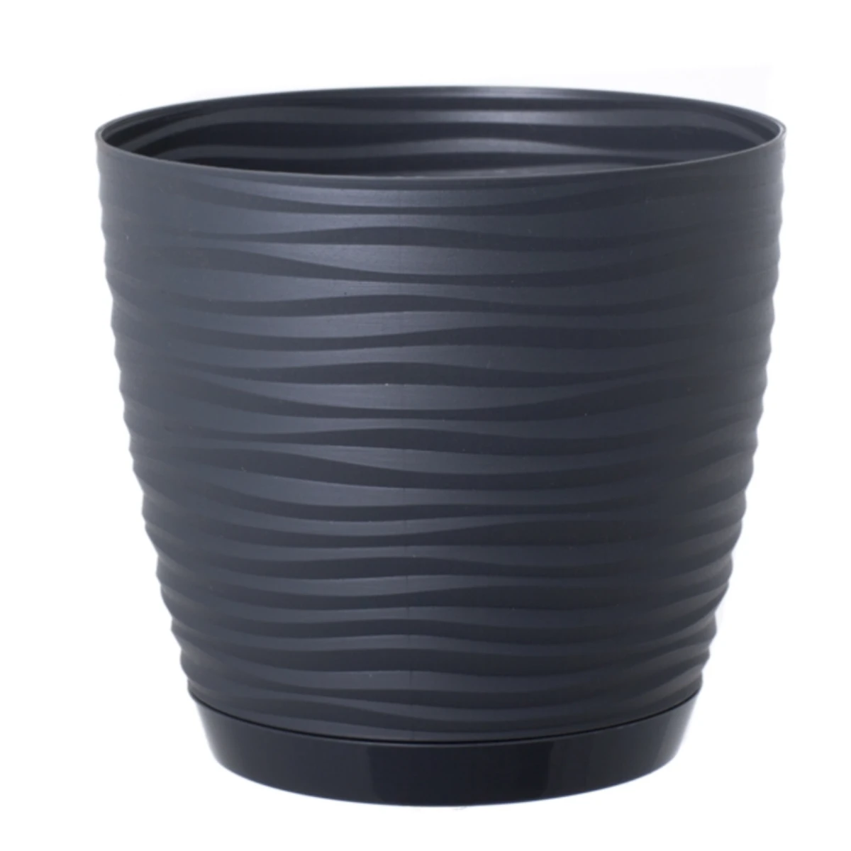 Квітковий горщик САХАРА PETIT Антрацит з підставкою, 19 см