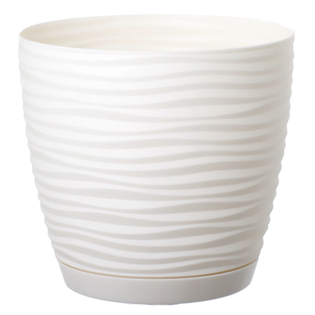 Квітковий горщик САХАРА PETIT світло-бежевий з підставкою, 15 см