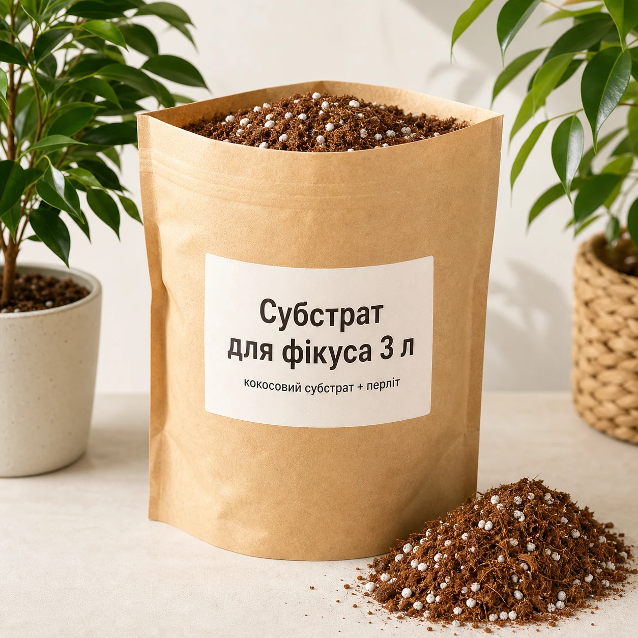 Крафтовый субстрат для фикуса 3 л с перлитом и кокосовым субстратом