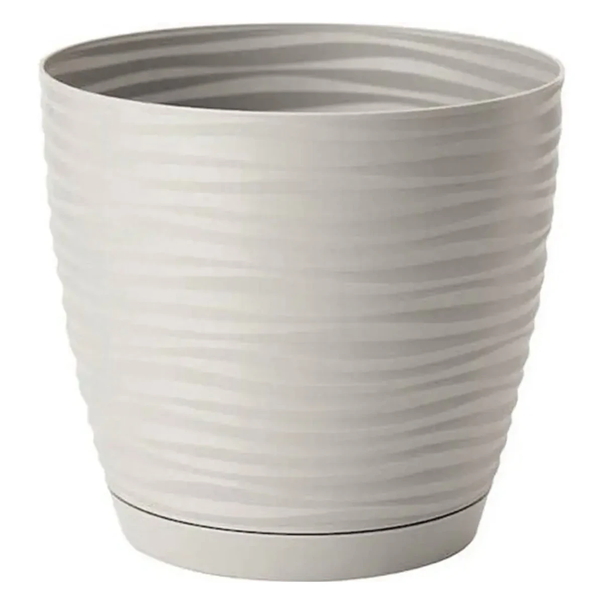 Квітковий горщик САХАРА PETIT світло-сірий з підставкою, 17 см